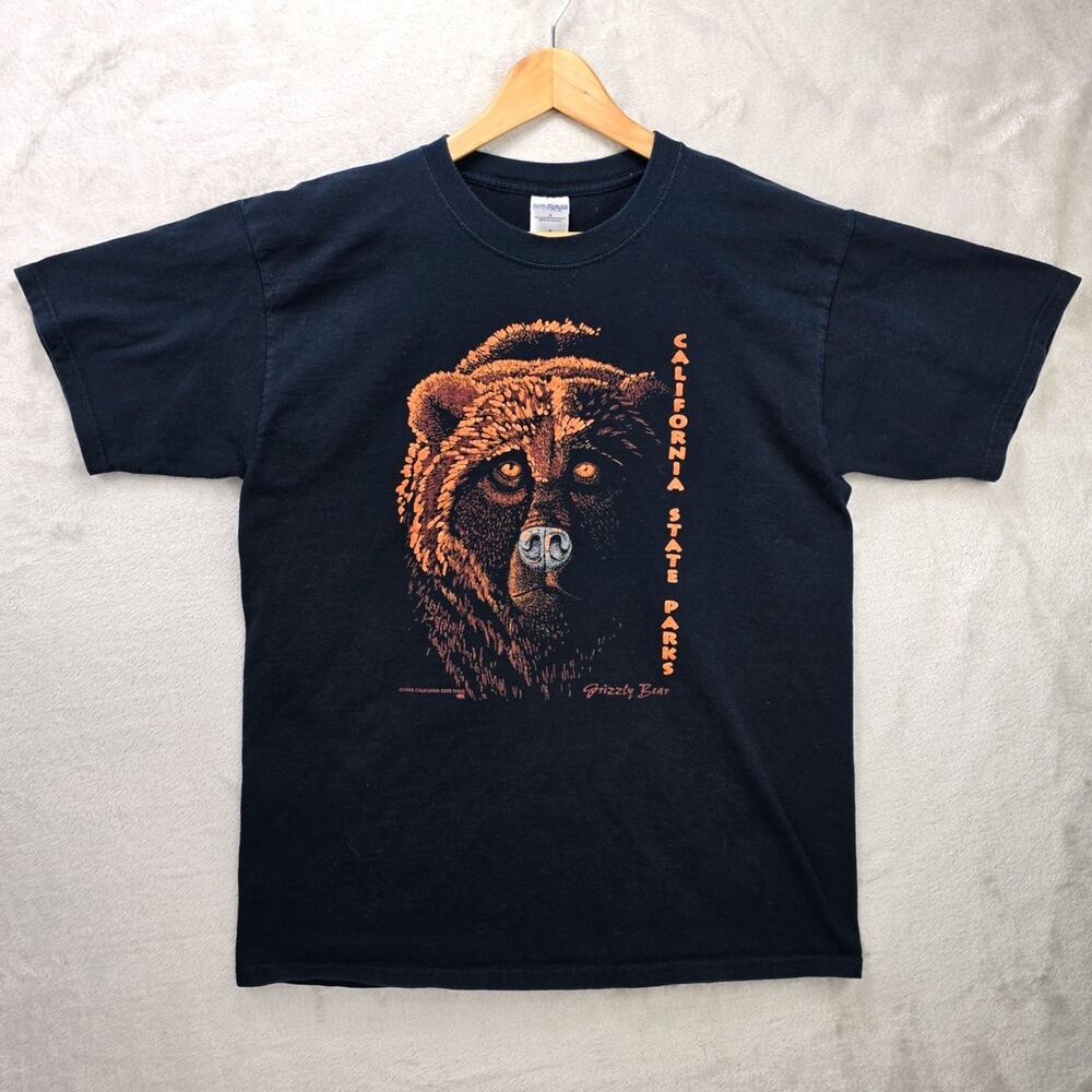 Vintage California State Parks Shirt Large Black 1998 Grizzly Bear Nature 90s